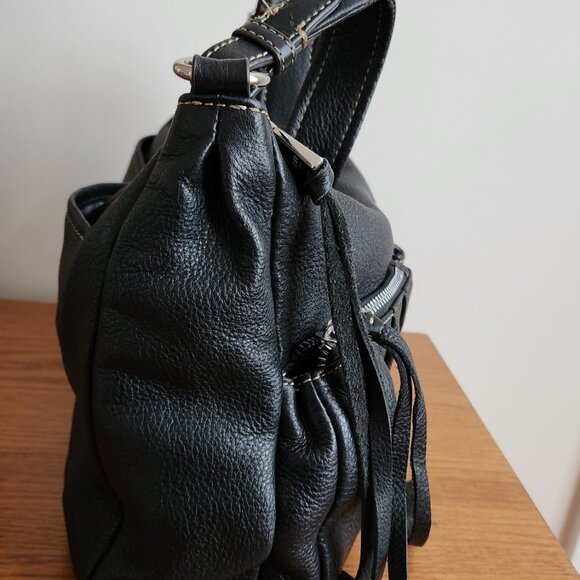 AIMEE KESTENBERG BLACK GENUE PEBBLED LEATHER  HANDBAG - Picture 8 of 14